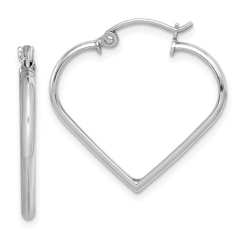 Lex & Lu Sterling Silver w/Rhodium Heart Hoop Earrings LAL25164 - Lex & Lu