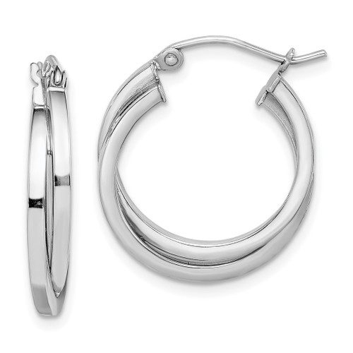 Lex & Lu Sterling Silver w/Rhodium Hoop Earrings LAL25359 - Lex & Lu