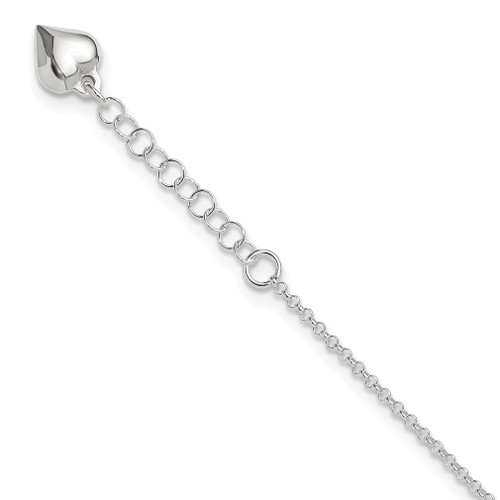 Lex & Lu Sterling Silver Polished Heart Anklet 9'' LAL25367 - Lex & Lu