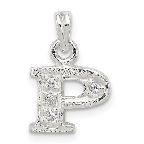 Lex & Lu Sterling Silver CZ Initial P Pendant LAL25481 - Lex & Lu