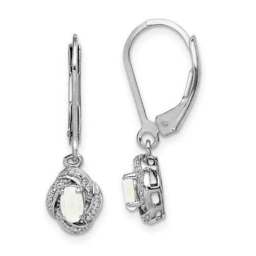 Lex & Lu Sterling Silver Diamond & Created Opal Earrings LAL25485 - Lex & Lu