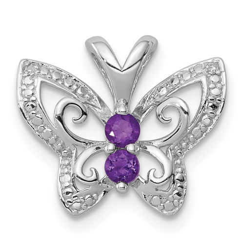 Lex & Lu Sterling Silver Amethyst & Diamond Pendant LAL25590 - Lex & Lu