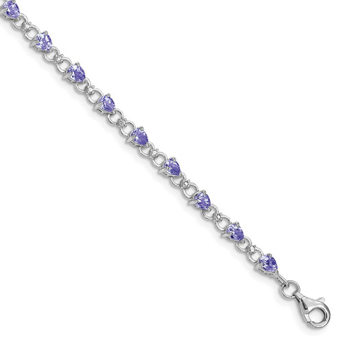 Lex & Lu Sterling Silver Tanzanite and Diamond Bracelet 7'' - Lex & Lu