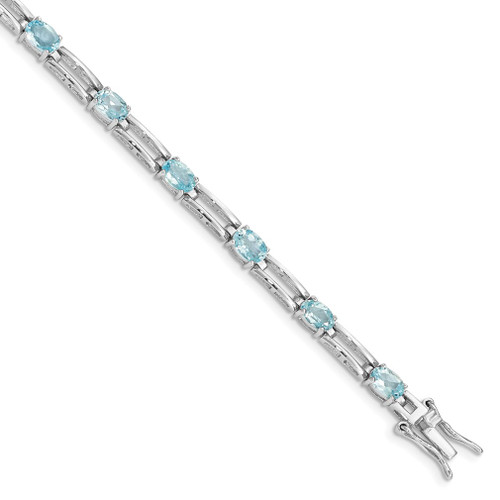 Lex & Lu Sterling Silver Blue Topaz Bracelet 7'' LAL26636 - Lex & Lu