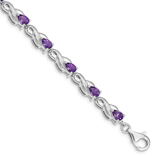 Lex & Lu Sterling Silver Amethyst Bracelet 7'' LAL26642 - Lex & Lu