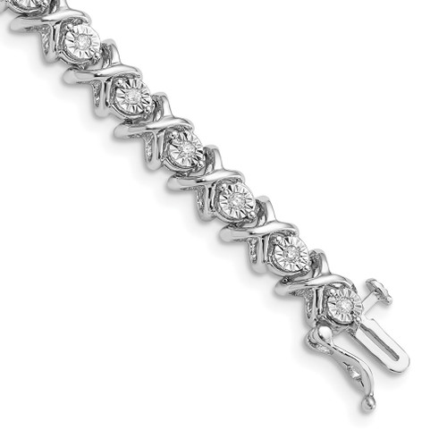 Lex & Lu Sterling Silver w/Rhodium Diamond Bracelet 7'' - Lex & Lu