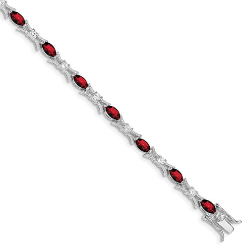 Lex & Lu Sterling Silver Garnet & CZ Bracelet 7'' LAL26986 - Lex & Lu