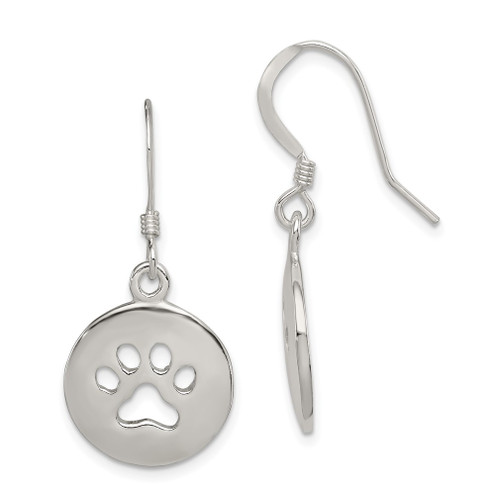 Lex & Lu Sterling Silver Polished Paw Print Shepherd Hook Earrings LAL35923 - Lex & Lu