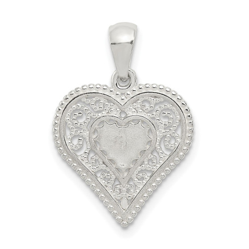 Lex & Lu Sterling Silver Polished Filagree Heart Pendant LAL35944 - Lex & Lu