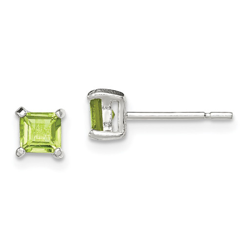 Lex & Lu Sterling Silver Polished Green CZ Post Earrings LAL35952 - Lex & Lu