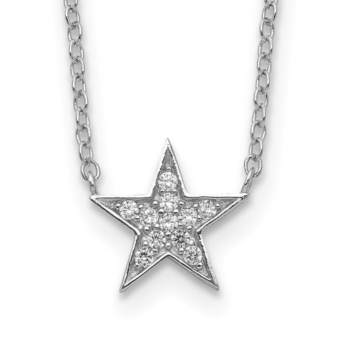Lex & Lu Sterling Silver CZ Star Necklace 18'' LAL35976 - Lex & Lu