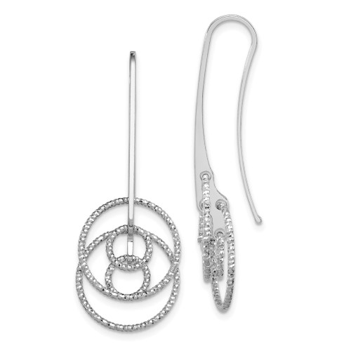 Lex & Lu Sterling Silver Dangle D/C Circles Shepherd Hook Earrings LAL35981 - Lex & Lu