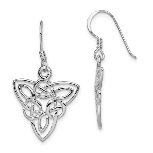Lex & Lu Sterling Silver Celtic Knot Dangle Shepherd Hook Earrings LAL36065 - Lex & Lu
