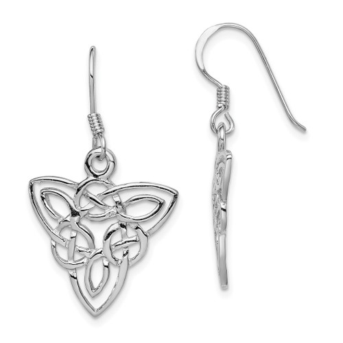 Lex & Lu Sterling Silver Celtic Knot Dangle Shepherd Hook Earrings LAL36065 - Lex & Lu