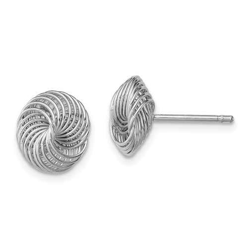 Lex & Lu Sterling Silver Polished Twisted Knot Bead Post Earrings LAL36137 - Lex & Lu