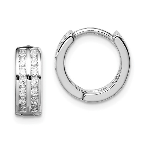 Lex & Lu Sterling Silver Polished Rhodium-plated Hinged Hoop Earrings LAL36154 - Lex & Lu