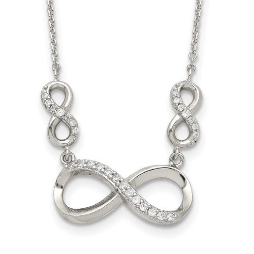 Lex & Lu Sterling Silver Polished CZ Infinity Symbol Necklace 18'' LAL36259 - Lex & Lu