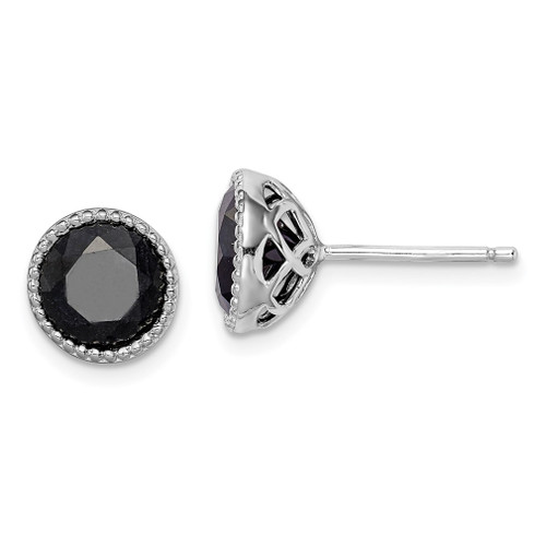 Lex & Lu Sterling Silver Black Sapphire Post Earrings LAL36289 - Lex & Lu