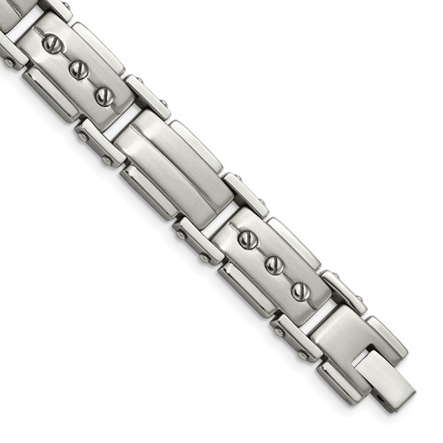Lex & Lu Chisel Stainless Steel Brushed and Polished Bracelet 8.5'' LAL37198 - Lex & Lu