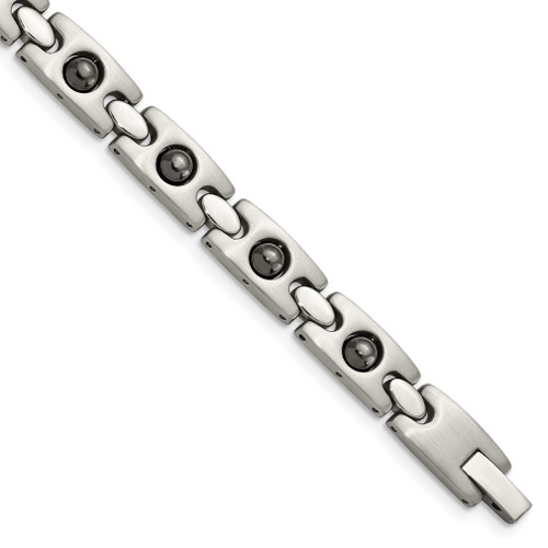 Lex & Lu Chisel Stainless Steel Magnetic Ball Accent Bracelet 8.5'' - Lex & Lu