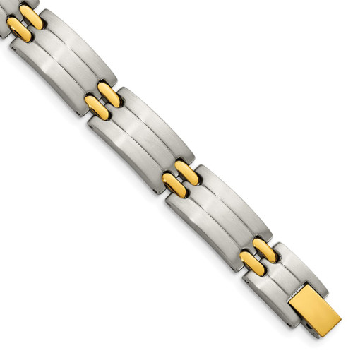 Lex & Lu Chisel Stainless Steel Yellow Plated Bracelet 8.75'' - Lex & Lu