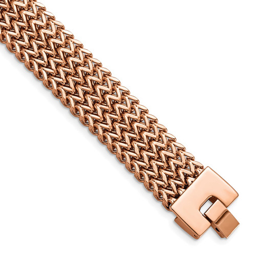 Lex & Lu Chisel Stainless Steel Brushed Rose Plated Woven Bracelet 7.5'' - Lex & Lu