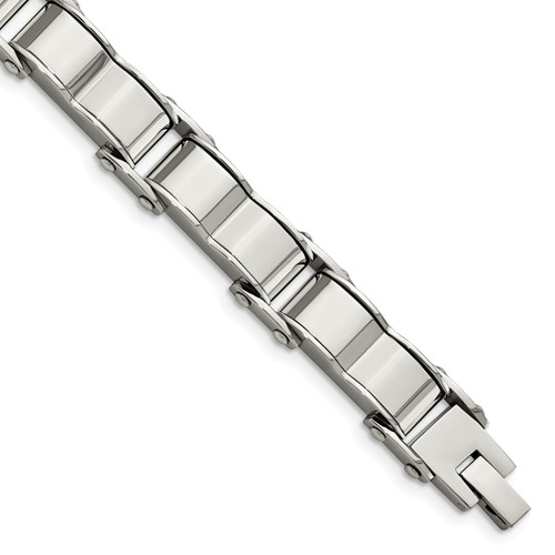 Lex & Lu Chisel Stainless Steel Polished and Brushed Back Bracelet 8'' LAL37731 - Lex & Lu