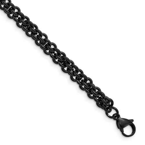 Lex & Lu Chisel Stainless Steel Polished Black Plated 9'' Bracelet - Lex & Lu