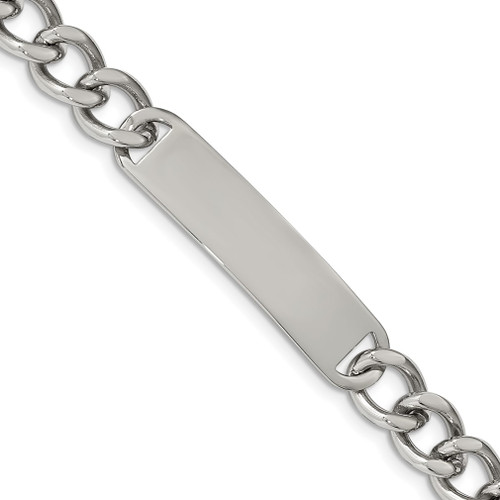 Lex & Lu Chisel Stainless Steel Polished ID Bracelet 8.5'' LAL38024 - Lex & Lu