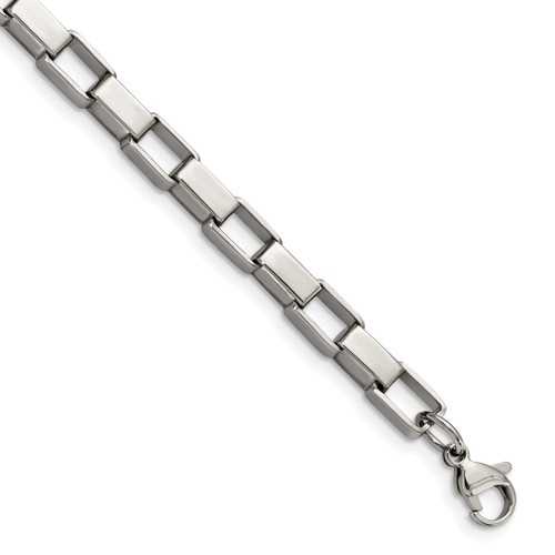 Lex & Lu Chisel Stainless Steel Link Bracelet 8'' - Lex & Lu