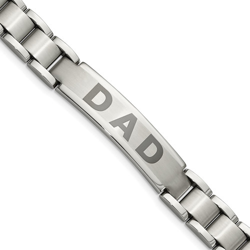 Lex & Lu Chisel Stainless Steel Brushed & Polished Dad Bracelet 8.75'' - Lex & Lu