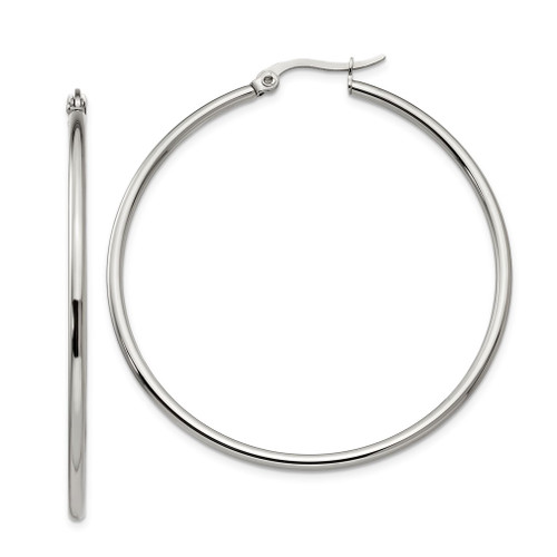 Lex & Lu Chisel Stainless Steel 48mm Diameter Hoop Earrings 46mm - Lex & Lu