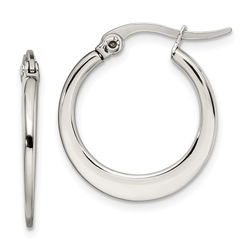 Lex & Lu Chisel Stainless Steel 19mm Diameter Hoop Earrings 20mm - Lex & Lu