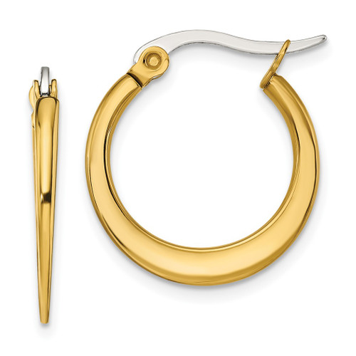 Lex & Lu Chisel Stainless Steel Gold IP plated Tapered 19mm Hoop Earrings 19mm - Lex & Lu