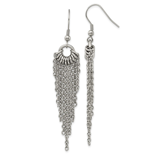 Lex & Lu Chisel Stainless Steel Dangle Earrings 3mm - Lex & Lu