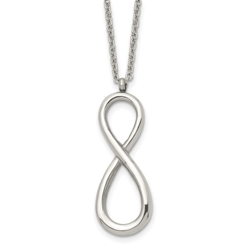 Lex & Lu Chisel Stainless Steel Polished Infinity Symbol Necklace 18'' - Lex & Lu