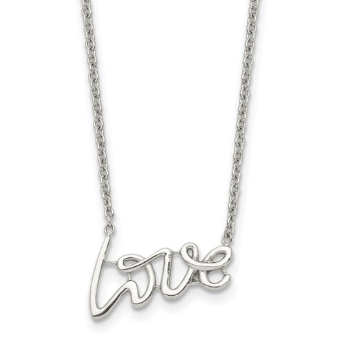 Lex & Lu Chisel Stainless Steel Polished Love Necklace 18'' - Lex & Lu