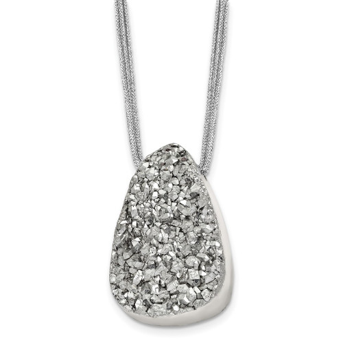 Lex & Lu Chisel Stainless Steel Druzy Agate Polyester Cord Necklace 17.5'' - Lex & Lu