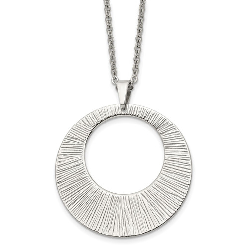 Lex & Lu Chisel Stainless Steel Textured Pendant Necklace 24'' - Lex & Lu