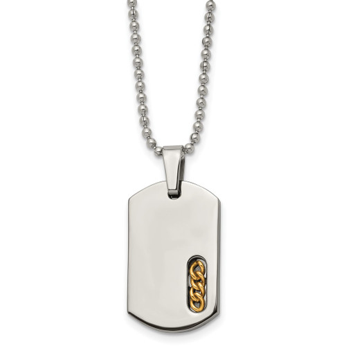 Lex & Lu Chisel Titanium Yellow Plated 22'' Necklace - Lex & Lu