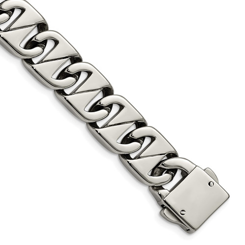 Lex & Lu Chisel Stainless Steel Polished Fancy Link Bracelet 8.5'' LAL41106 - Lex & Lu