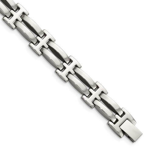 Lex & Lu Chisel Stainless Steel Polished Bracelet 8.5'' LAL41216 - Lex & Lu
