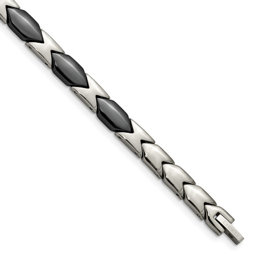 Lex & Lu Chisel Titanium Black Ceramic Bracelet 7.5'' LAL41428 - Lex & Lu