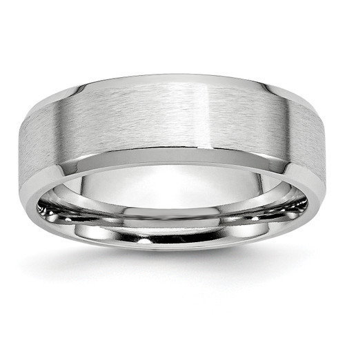 Lex & Lu Chisel Cobalt Beveled Edge Satin and Polished 7mm Band Ring - Lex & Lu