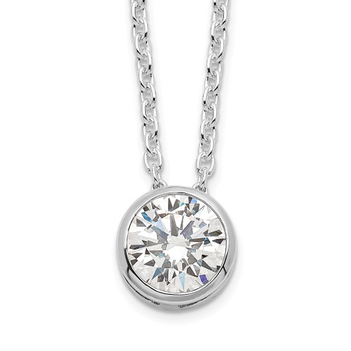 Lex & Lu Sterling Silver CZ Pendant on Chain Necklace 16'' - Lex & Lu