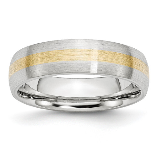 Lex & Lu Chisel Cobalt 14k Gold Inlay Satin 6mm Band Ring - Lex & Lu