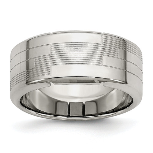 Lex & Lu Chisel Stainless Steel Textured Ring - Lex & Lu