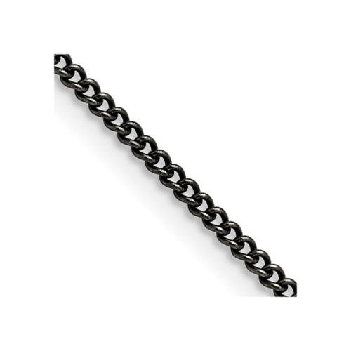 Lex & Lu Chisel Stainless Steel 2.00mm Round Curb Antiqued Chain Necklace - Lex & Lu