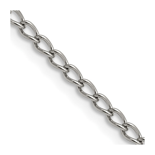 Lex & Lu Chisel Stainless Steel 3mm Curb Chain Necklace - Lex & Lu