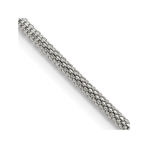 Lex & Lu Chisel Stainless Steel 2.5mm Bismark Chain Necklace - Lex & Lu